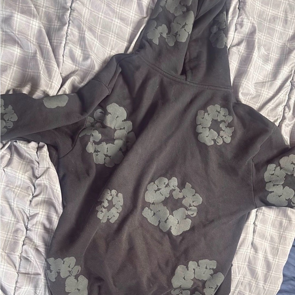 Black denim tear hoodie